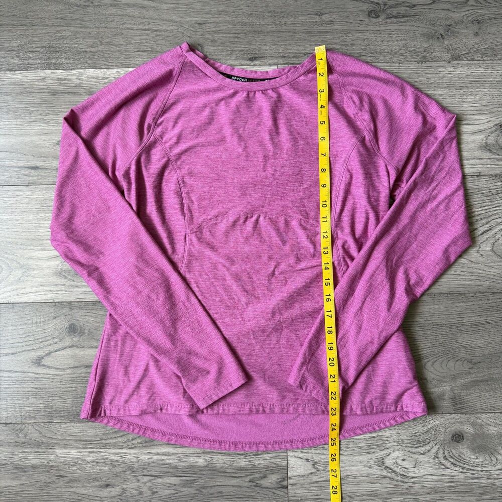 Spyder Active Women’s Pink Heathered Long Sleeve Workout Top Thumbholes Size XL - Picture 3 of 5